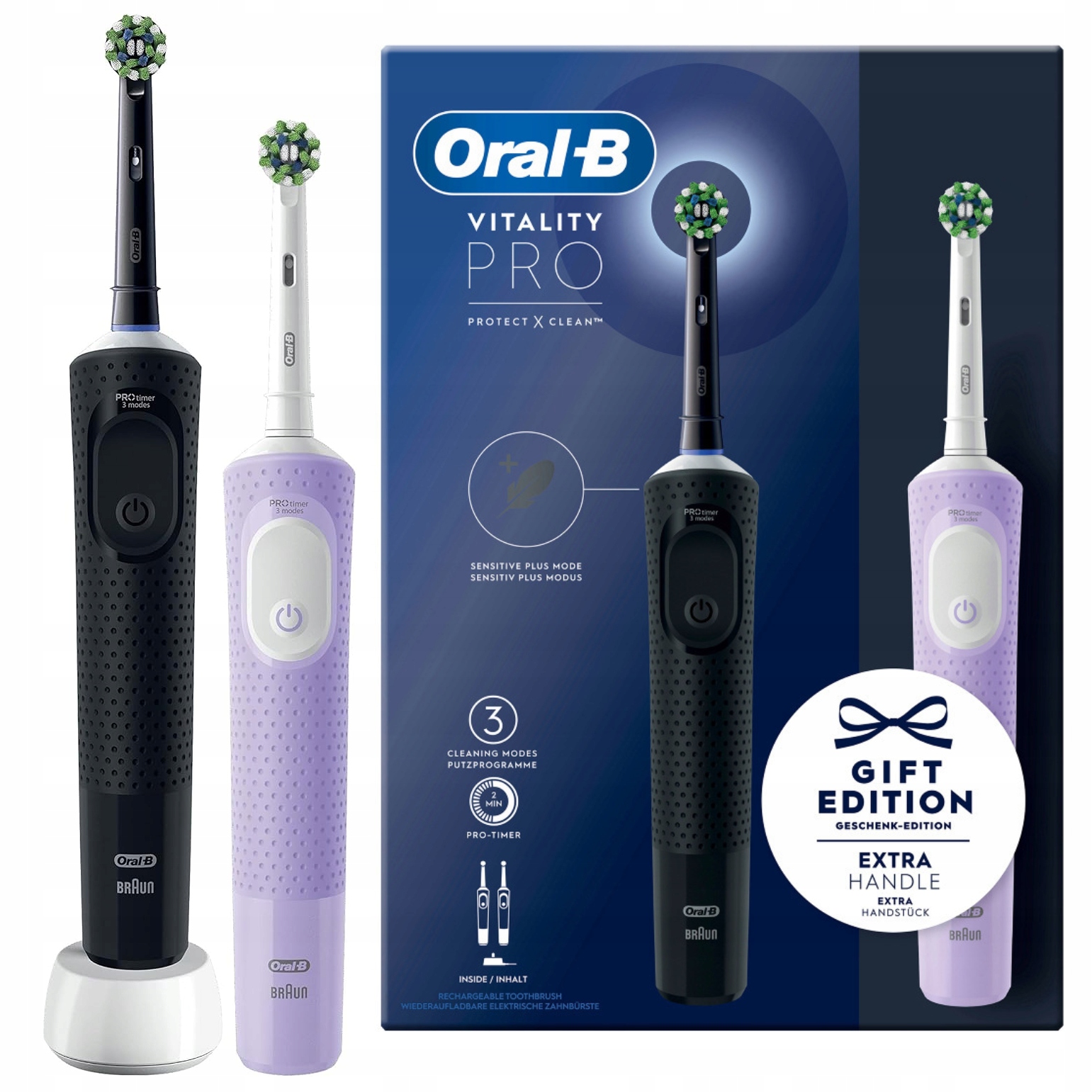 Szczoteczka Elektryczna Oral-B Vitality Pro D103 Duo Czarna i Fioletowa