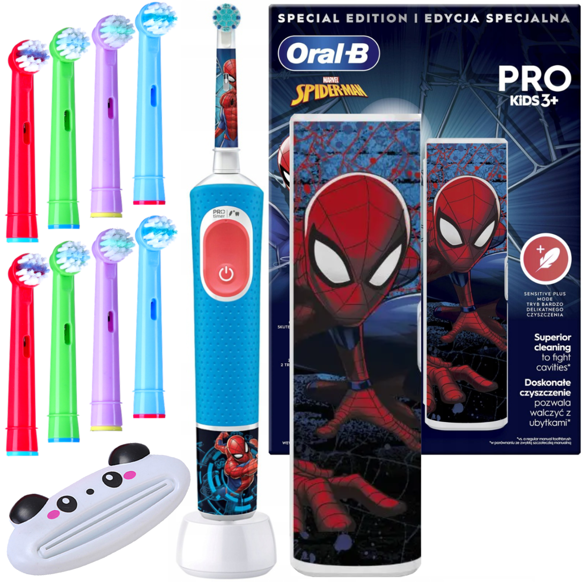 Szczoteczka Elektryczna Oral-B Vitality Pro D103 Kids Spiderman + Travel Case + 8 Końcówek + Wyciskacz