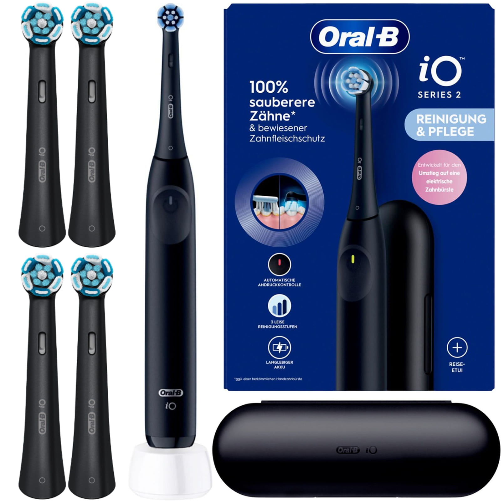 Szczoteczka Elektryczna Oral-B iO Series 2 Night Black + 4 Oryginalne Końcówki