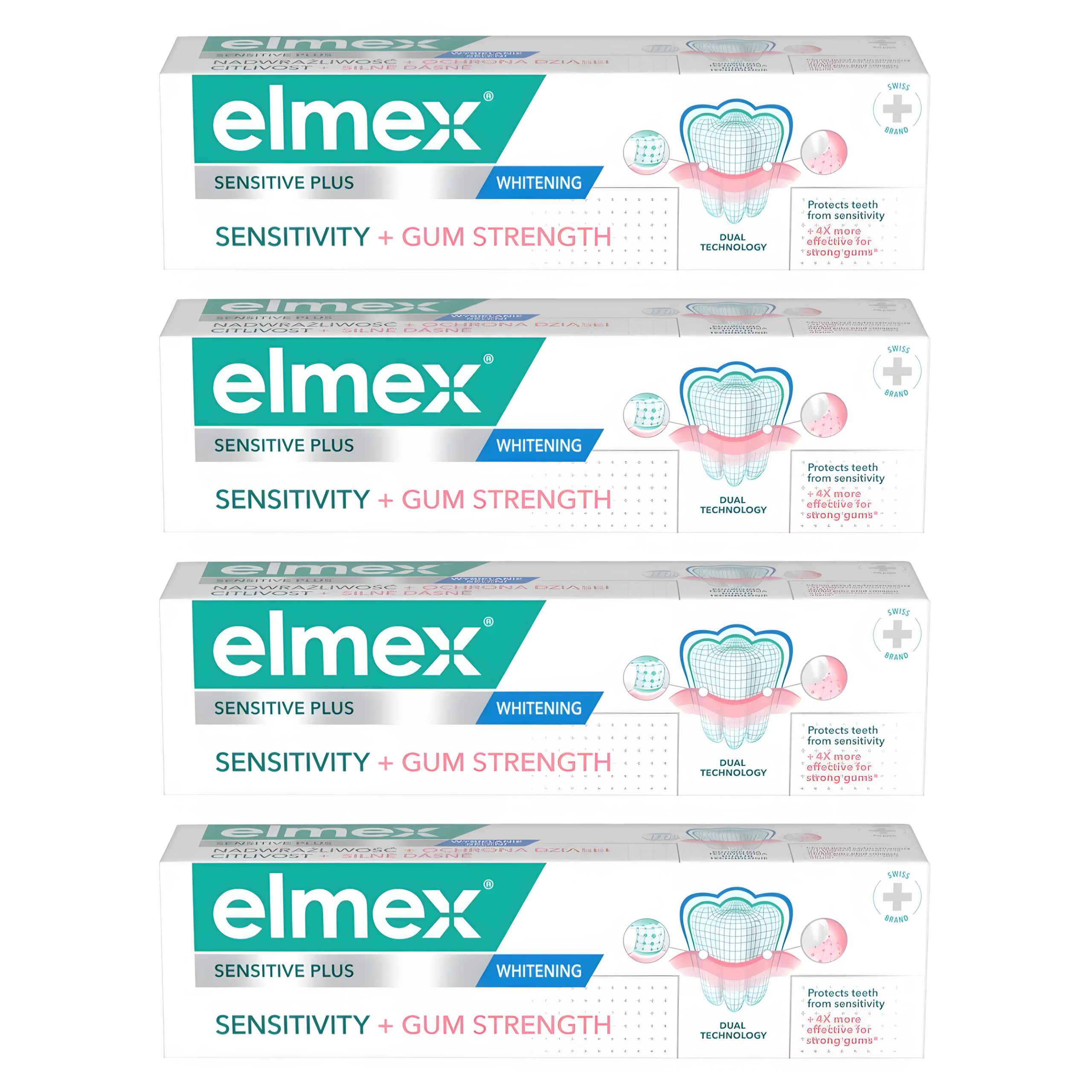 4 pasty Elmex Sensitive Plus Gum White 75 ml